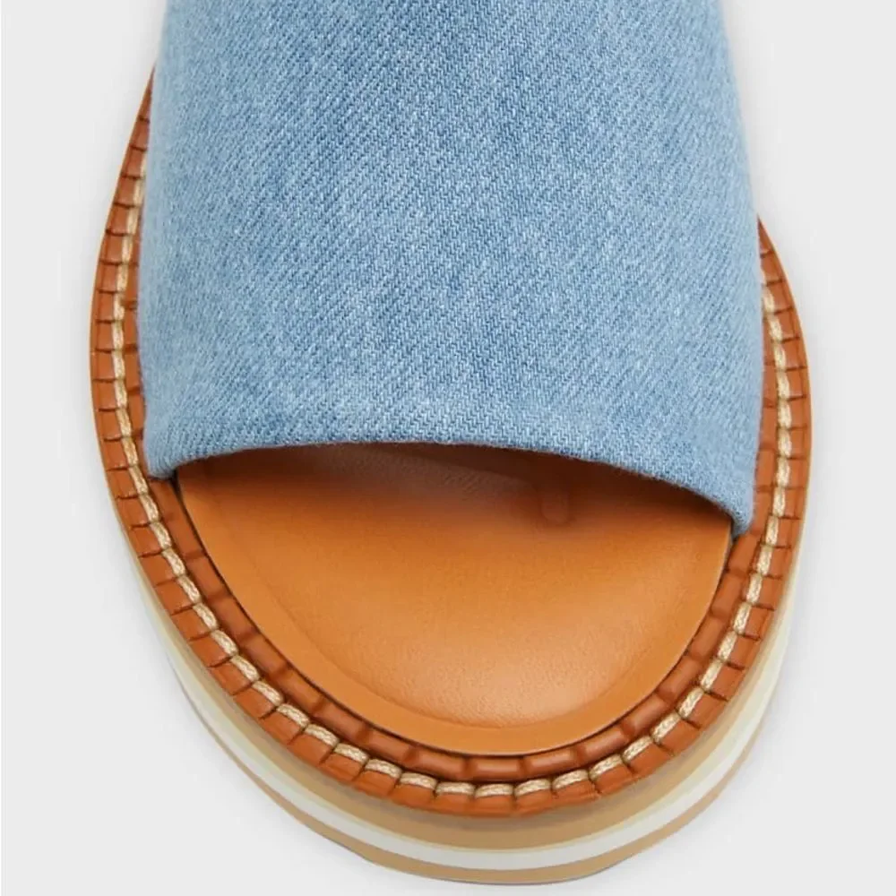 Clergerie Paris FastJ Denim Flatform Sandals, New, Size US 10.5 - Picture 4 of 11
